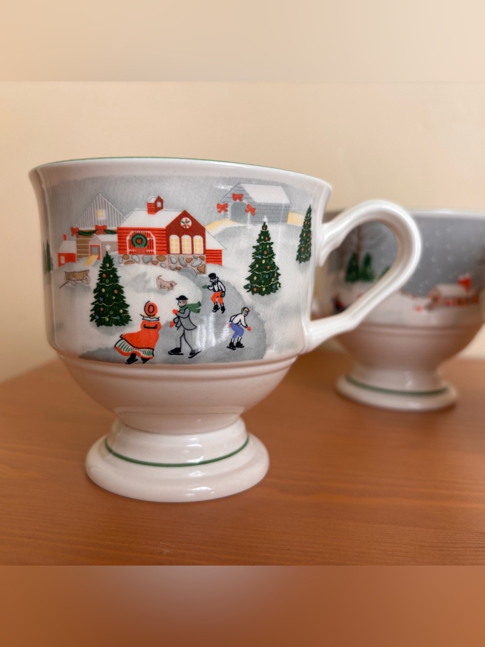Set of 3 Vintage Sango Silent Night Footed cups Christmas Winter